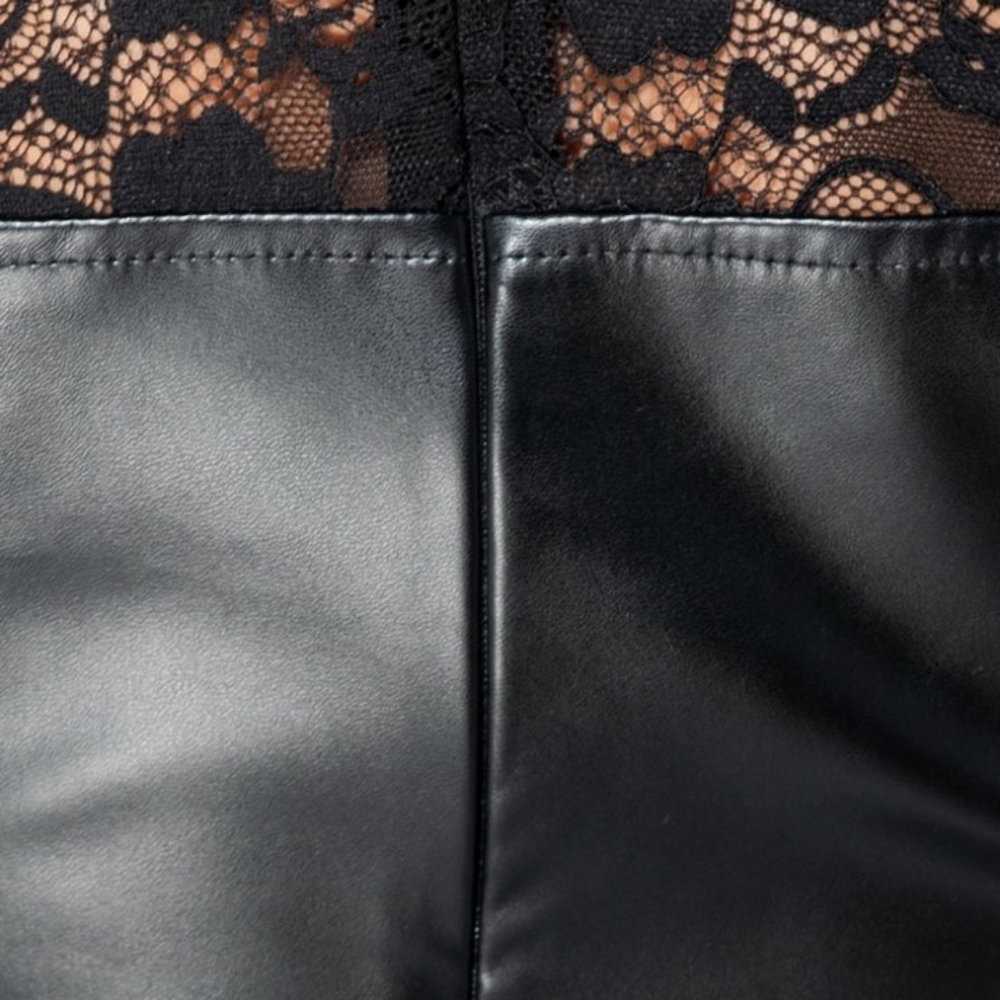 1 LEFT!! Wet Look & Lace Faux Leather Peplum Top - Picture 13 of 14